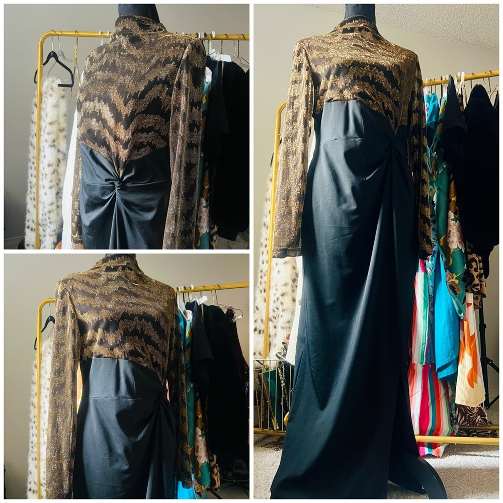 Disco Black and Gold Elegant Shein Cocktail Dress